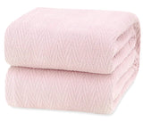 King Size Blankets for Bed 100% Cotton Soft Breathable 410Gsm 108x90 Inches Pink