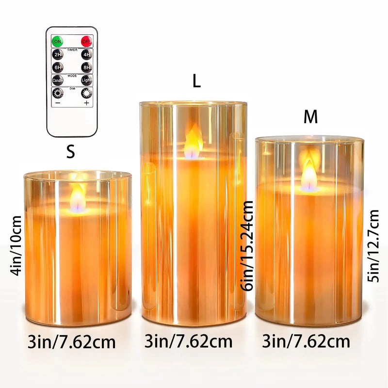 3Pcs Set 4/5/6 inches Led Flameless Electric Candles