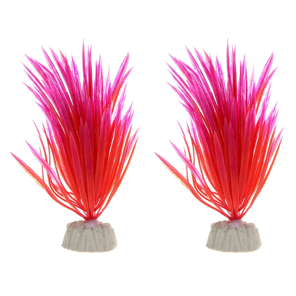 VOCOSTE 2 Pcs Aquarium Plastic Plants Artificial Aquatic Plant for Fish Tank Landscape Plants Decoration Red Pink