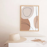 Abstract Geometric Beige Boho Style Canvas Wall Art Painting