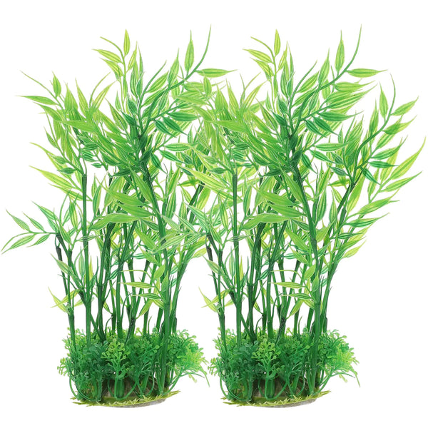 VOSAREA 2pcs Artificial Aquarium Plants Plastic Aquarium Bamboo Fish Tank Accessories Green Fish Tank Decorations for Aquarium Decor Plastic Plants (2.75X1.97X9.82in)